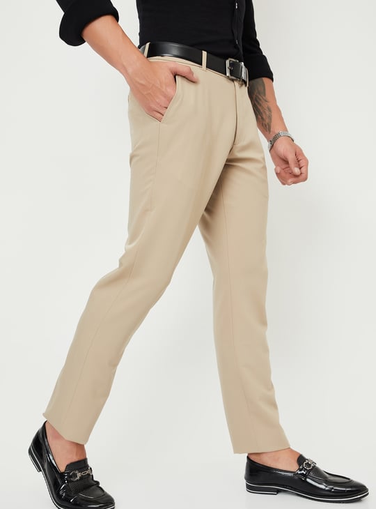 Men Solid Slim Fit Formal Trousers