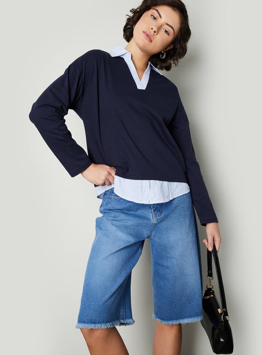 Women Striped Twofer Top