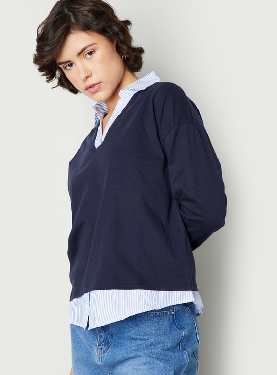 Women Striped Twofer Top