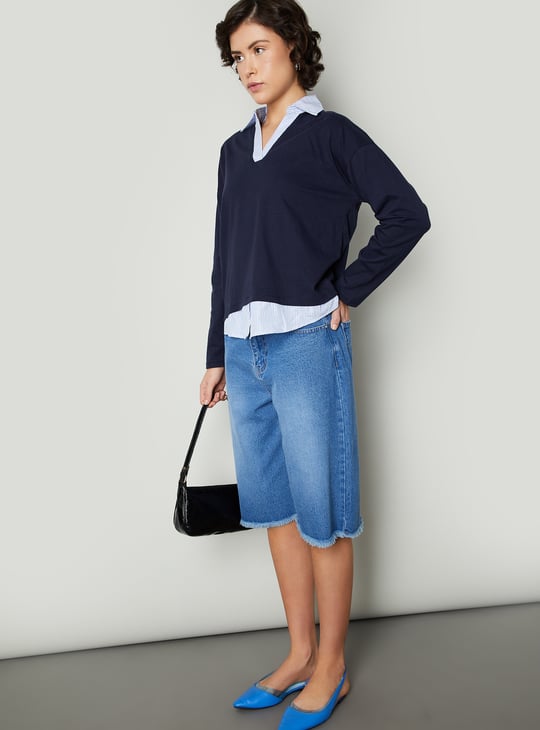 Women Striped Twofer Top