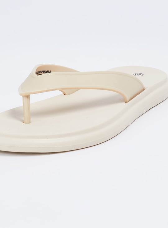 Women Solid V-Strap Slippers