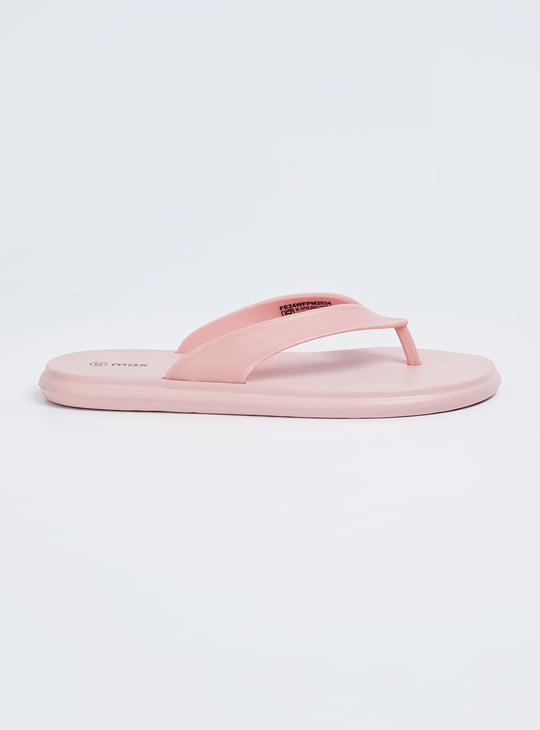 Women Solid V-Strap Slippers