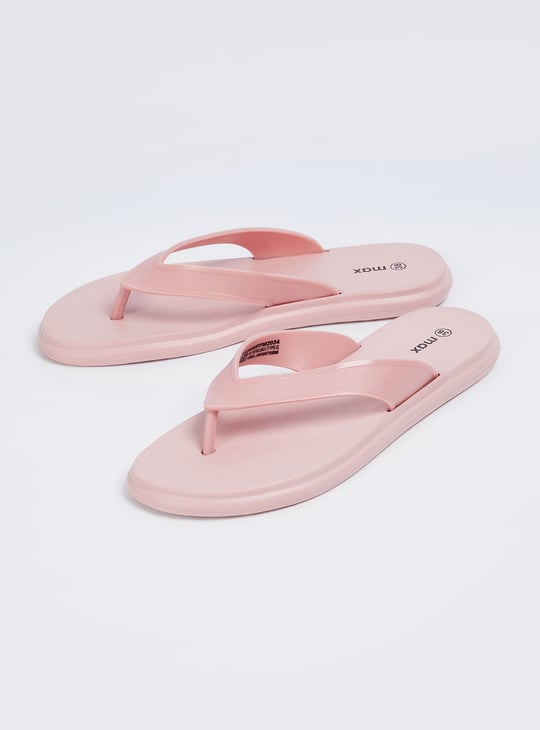 Women Solid V-Strap Slippers