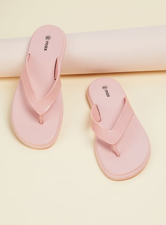 Women Solid V-Strap Slippers