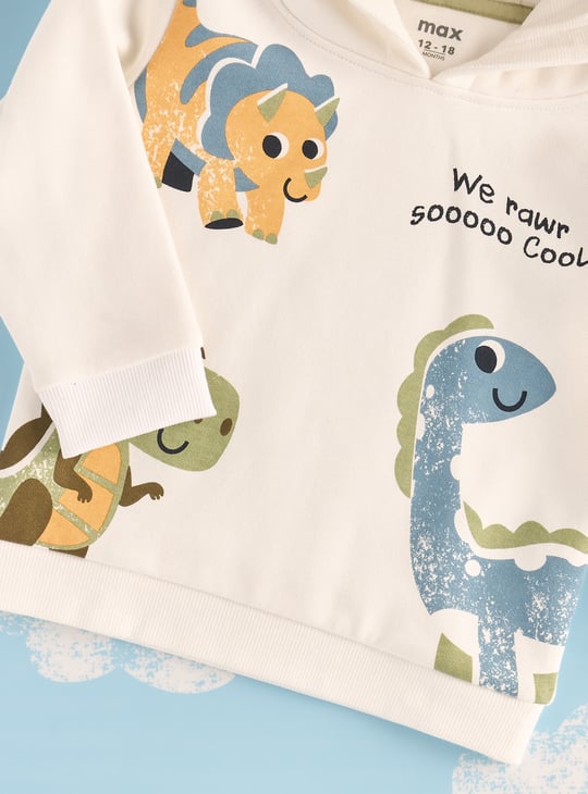 Boys Dinosaur Print Hooded Sweatshirt