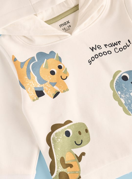 Boys Dinosaur Print Hooded Sweatshirt