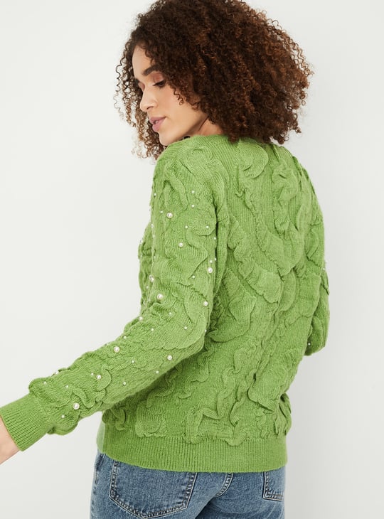 Women Pearl Embellished Cardigan