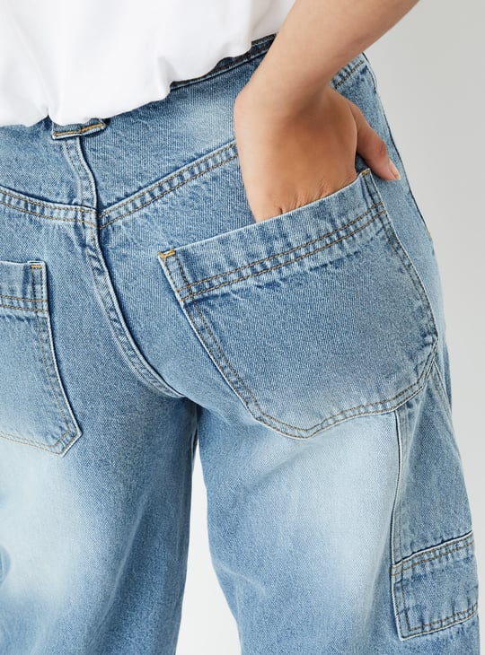 Girls Washed Balloon Fit Jeans