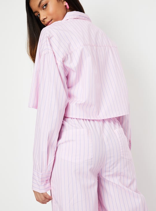 Girls Striped Crop Shirt with Tank Top