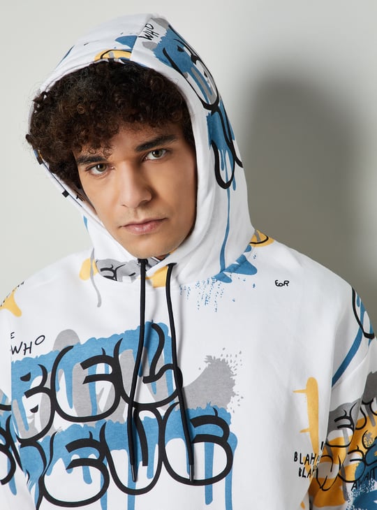 Men Printed Hooded Sweatshirt