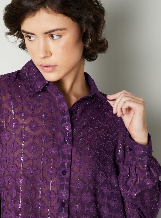 Women Floral Jacquard Shirt | Jacquard
