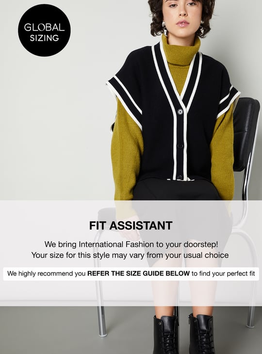 Women Contrast Trim Extended Sleeve Cardigan