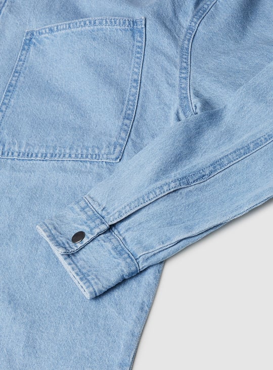 Boys Washed Hooded Denim Shirt