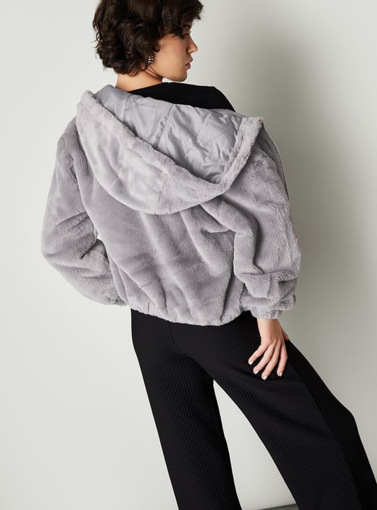 Women Faux Fur Hooded Jacket