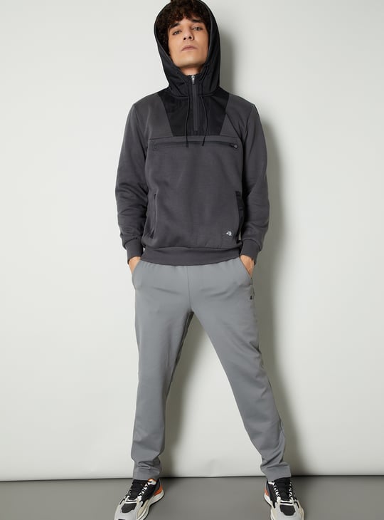 Men Colourblock Hooded Sweatshirt