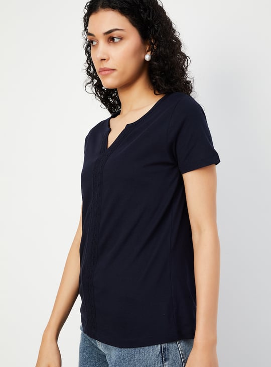 Women Lace Detail T-shirt