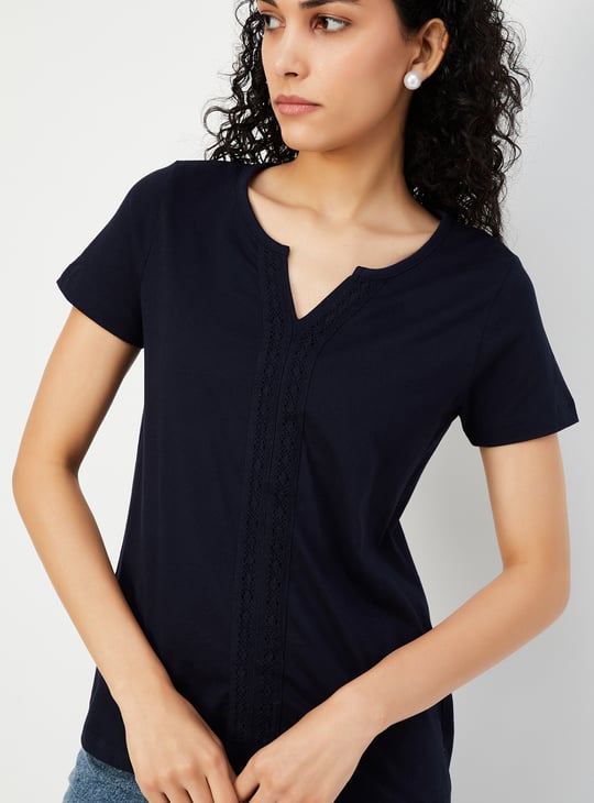 Women Lace Detail T-shirt