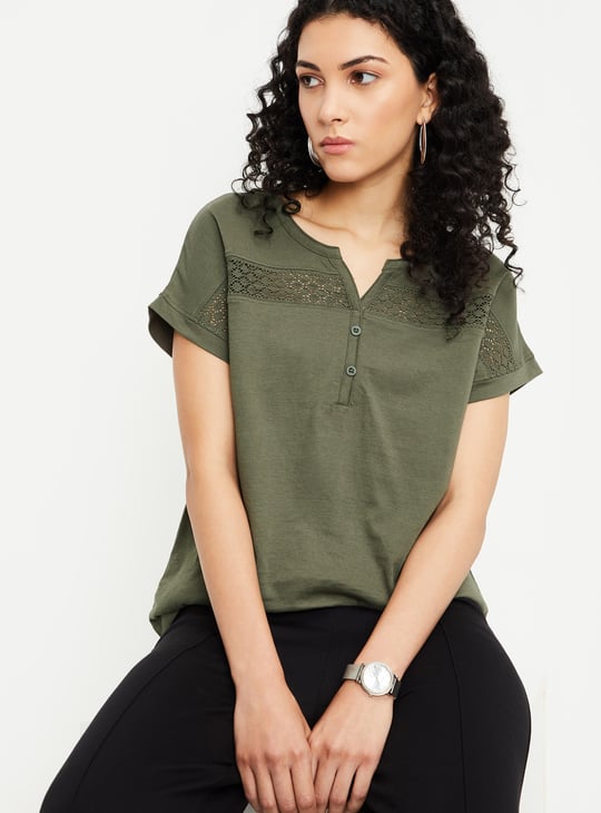 Women Lace Detail T-shirt