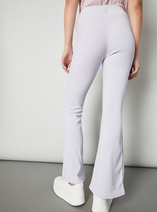 Women Ribbed Kick Flare Trousers