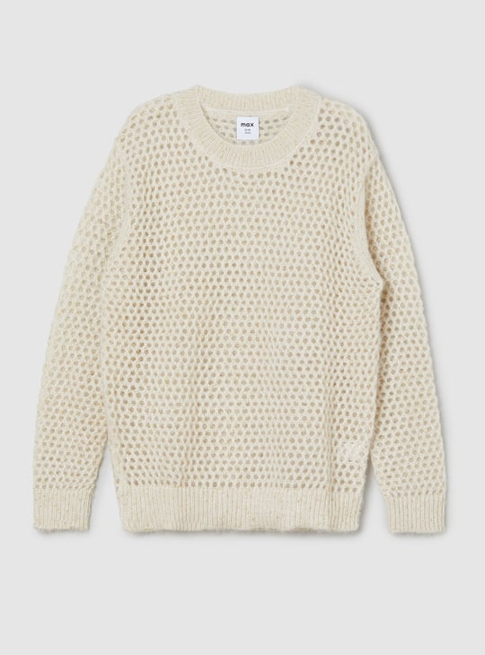 Girls Open Knit Metallic Sweater