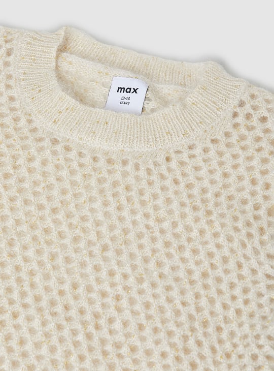 Girls Open Knit Metallic Sweater