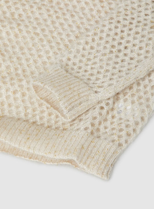 Girls Open Knit Metallic Sweater