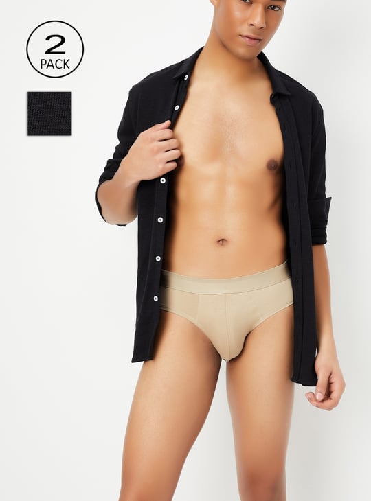 Men Solid Briefs - Pack of 2