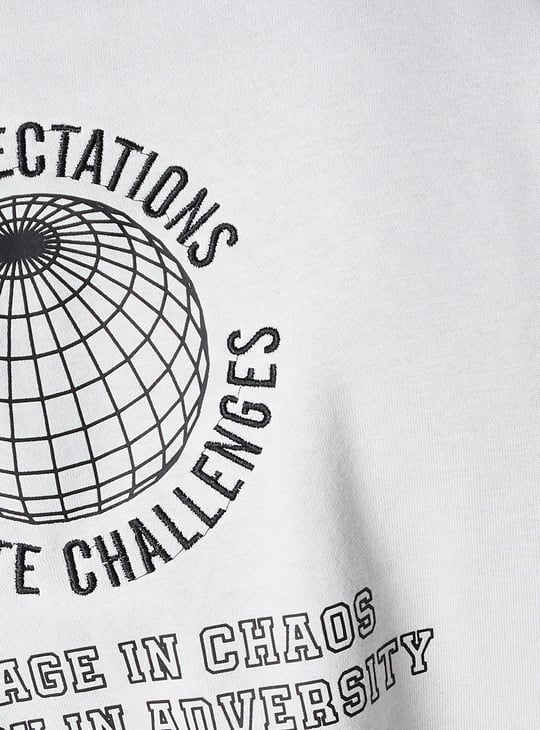 Men Embroidered Mock Collar Sweatshirt