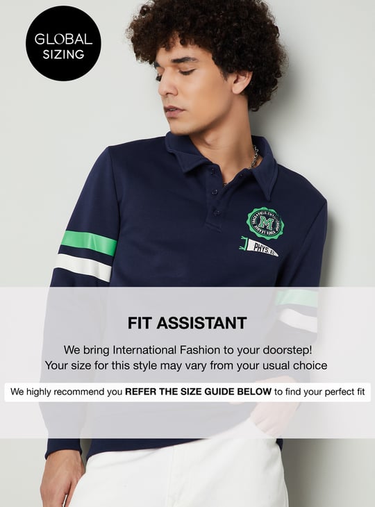 Men Striped Polo Sweatshirt