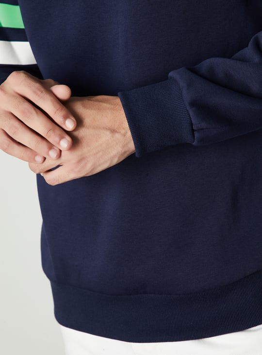 Men Striped Polo Sweatshirt