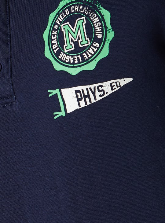 Men Striped Polo Sweatshirt