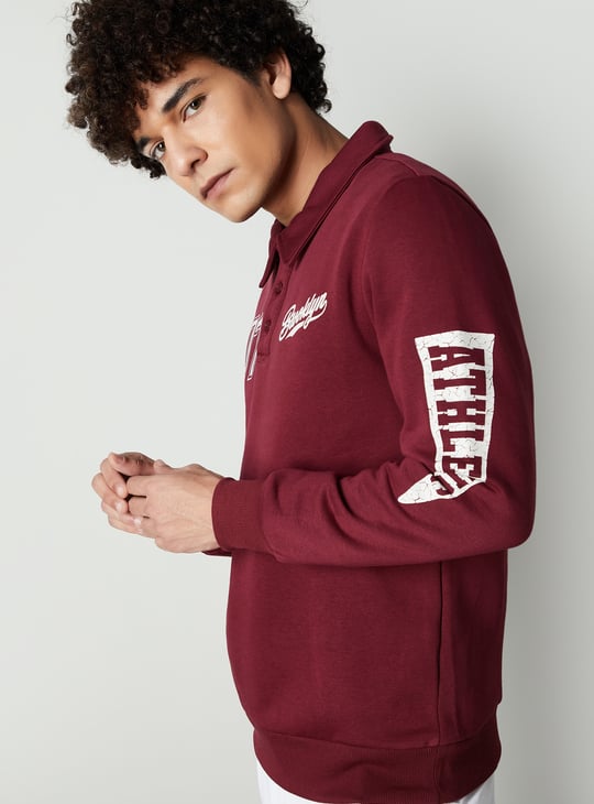 Men Printed Polo Sweatshirt