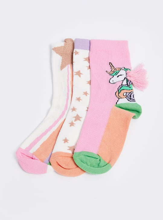 Girls Assorted Crew Length Socks Multicolour Printed