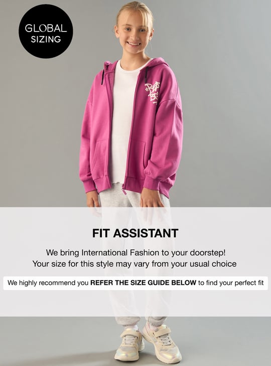 Girls Oversized Printed Hooded Sweatshirt