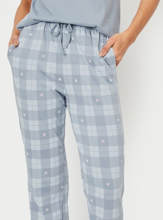 Women Printed PJ Set Blue Printed
