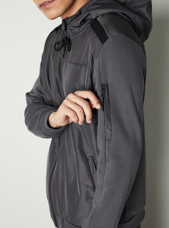 Men Solid Hooded Jacket