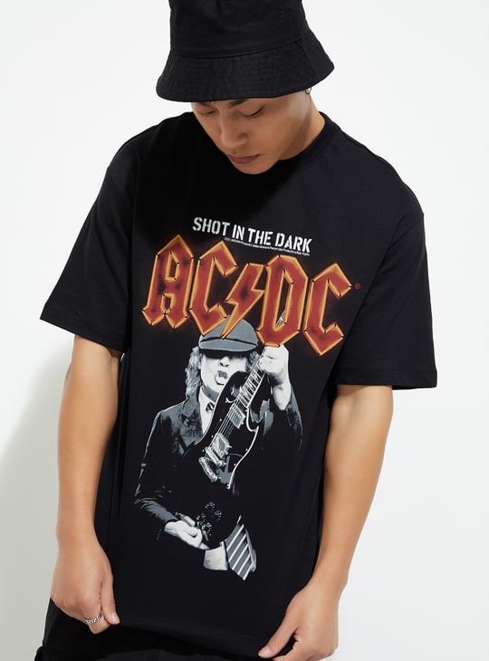 URB_N Men Oversized AC/DC Printed T-shirt Printed