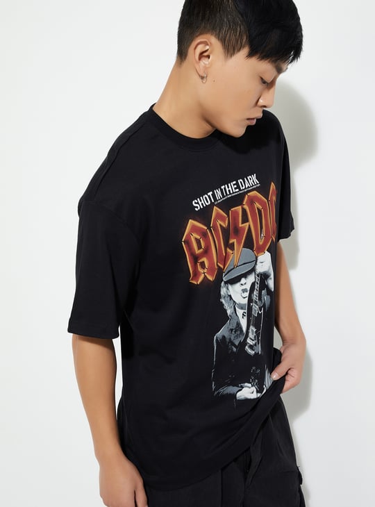 URB_N Men Oversized AC/DC Printed T-shirt
