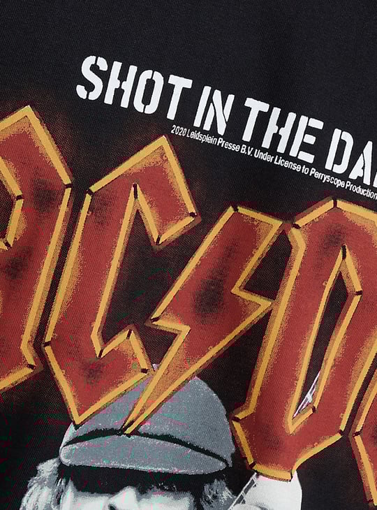 URB_N Men Oversized AC/DC Printed T-shirt Black Printed