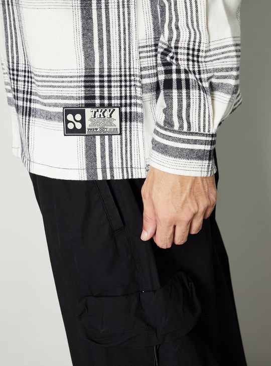 Men Plaid Relaxed Fit Shirt with Hood