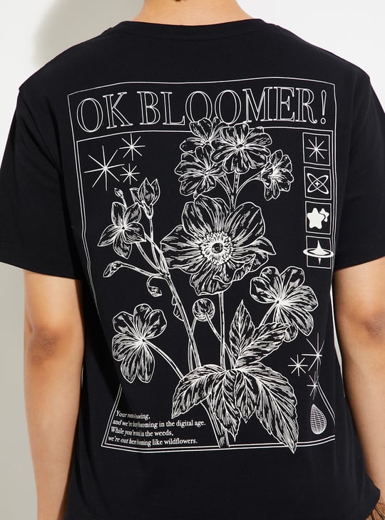 URB_N Women Relaxed Fit Back Printed T-shirt