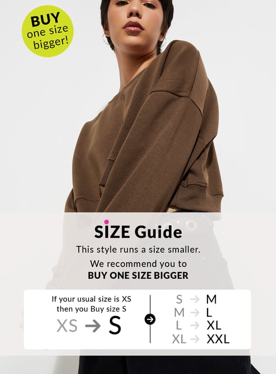 URB_N Women Solid Boxy Cropped Sweatshirt