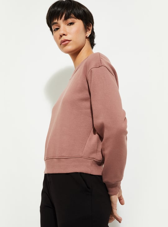 URB_N Women Solid Relaxed Fit Sweatshirt | Solid