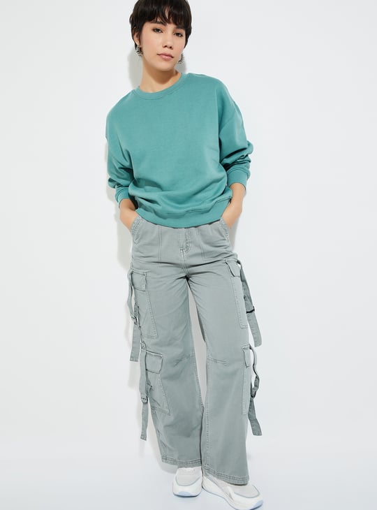 URB_N Women Solid Oversized Sweatshirt