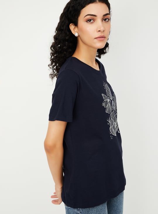 Women Metallic Printed T-shirt