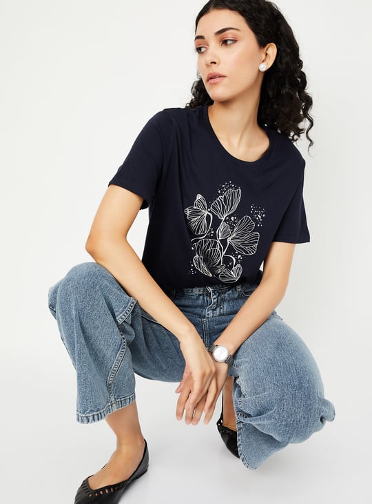 Women Metallic Printed T-shirt