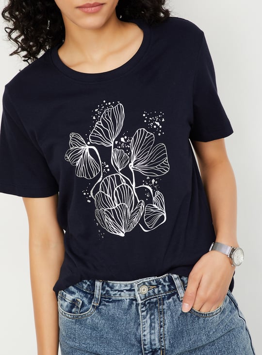 Women Metallic Printed T-shirt