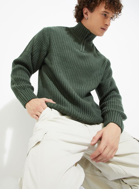 URB_N Men Knit Polo Neck Sweater