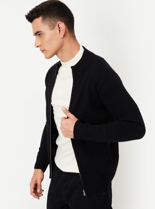 Men Knit Zip Cardigan