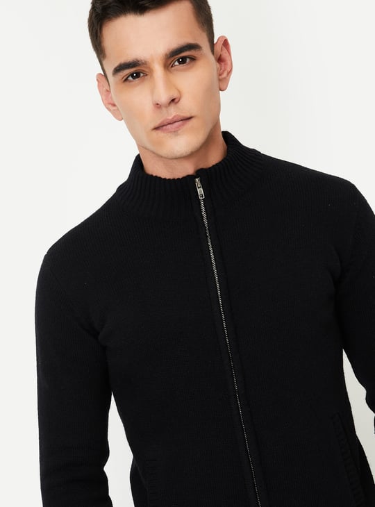 Men Knit Zip Cardigan